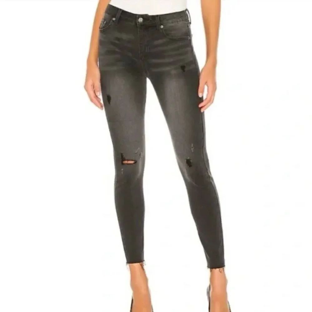 Pistola Audrey mid rise distressed grey skinny jean 24